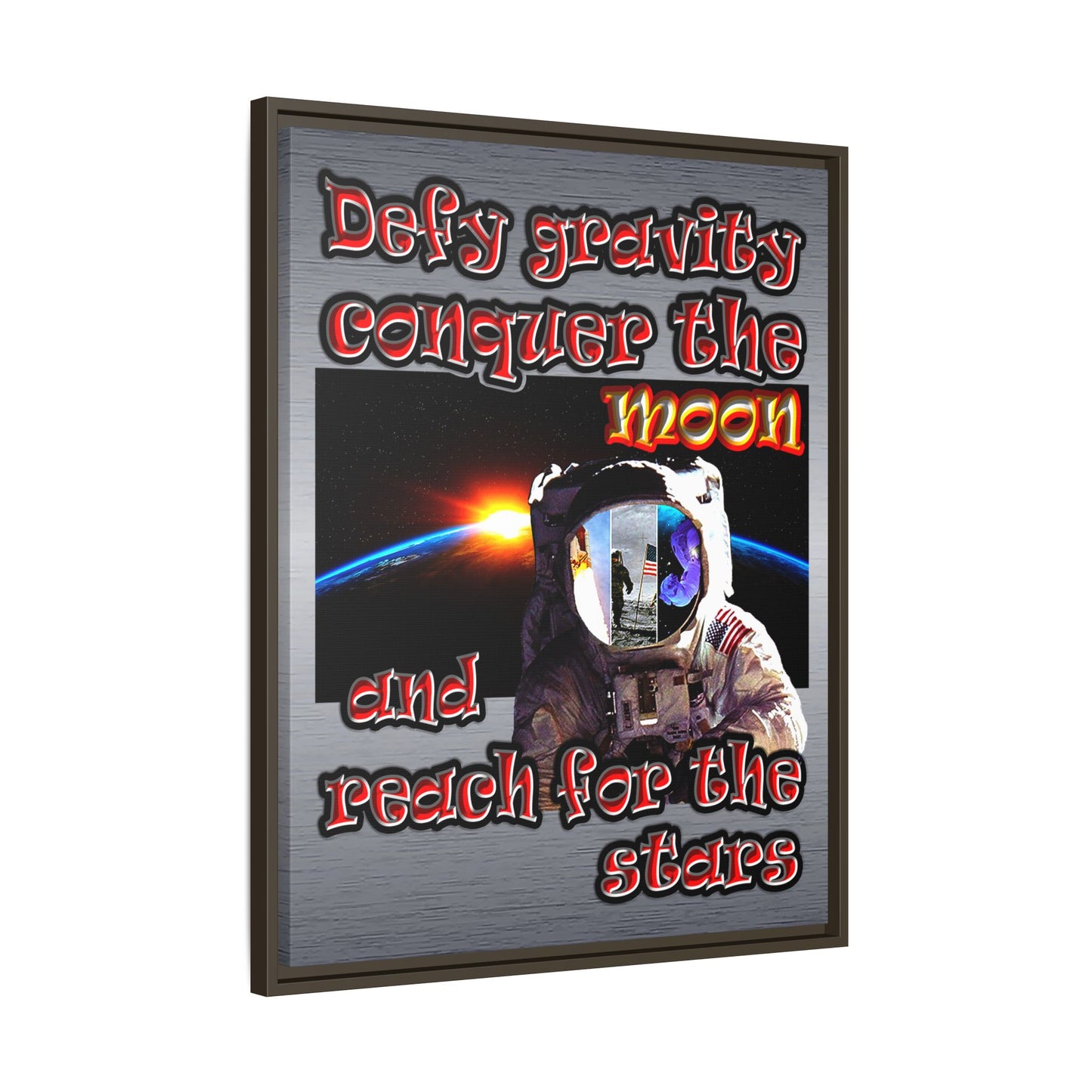 defy conquer reach - framed canvas art (brushed nickel)