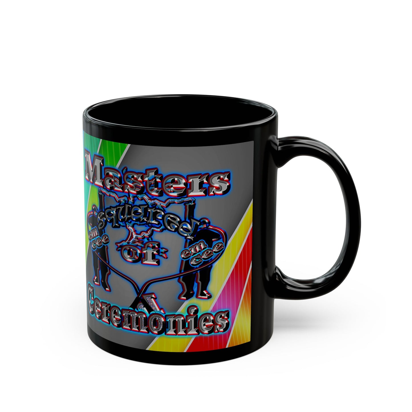 em cee squared - Black Mug (rainbow split)
