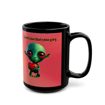 I don't care that your grey - Black Mug (yellow-orange wave)