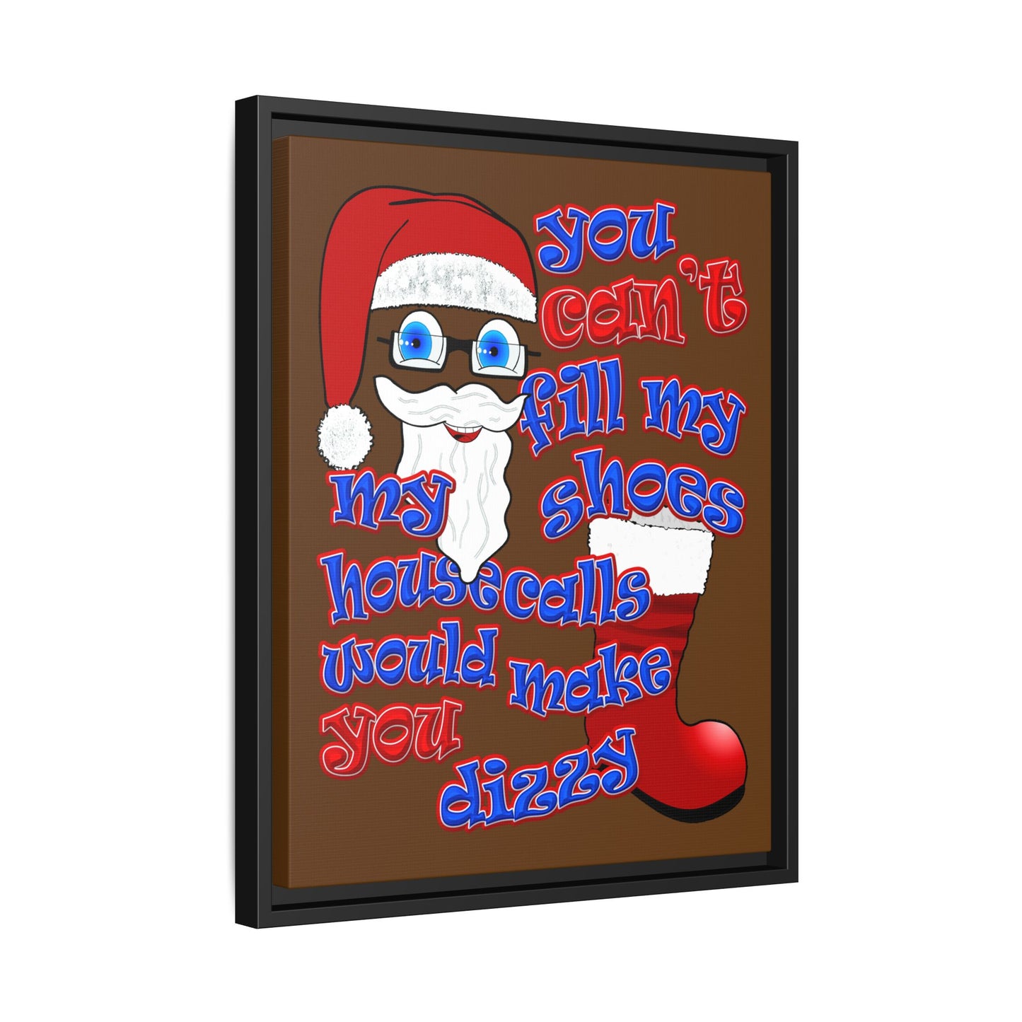 santa's shoes - framed canvas art (brown)