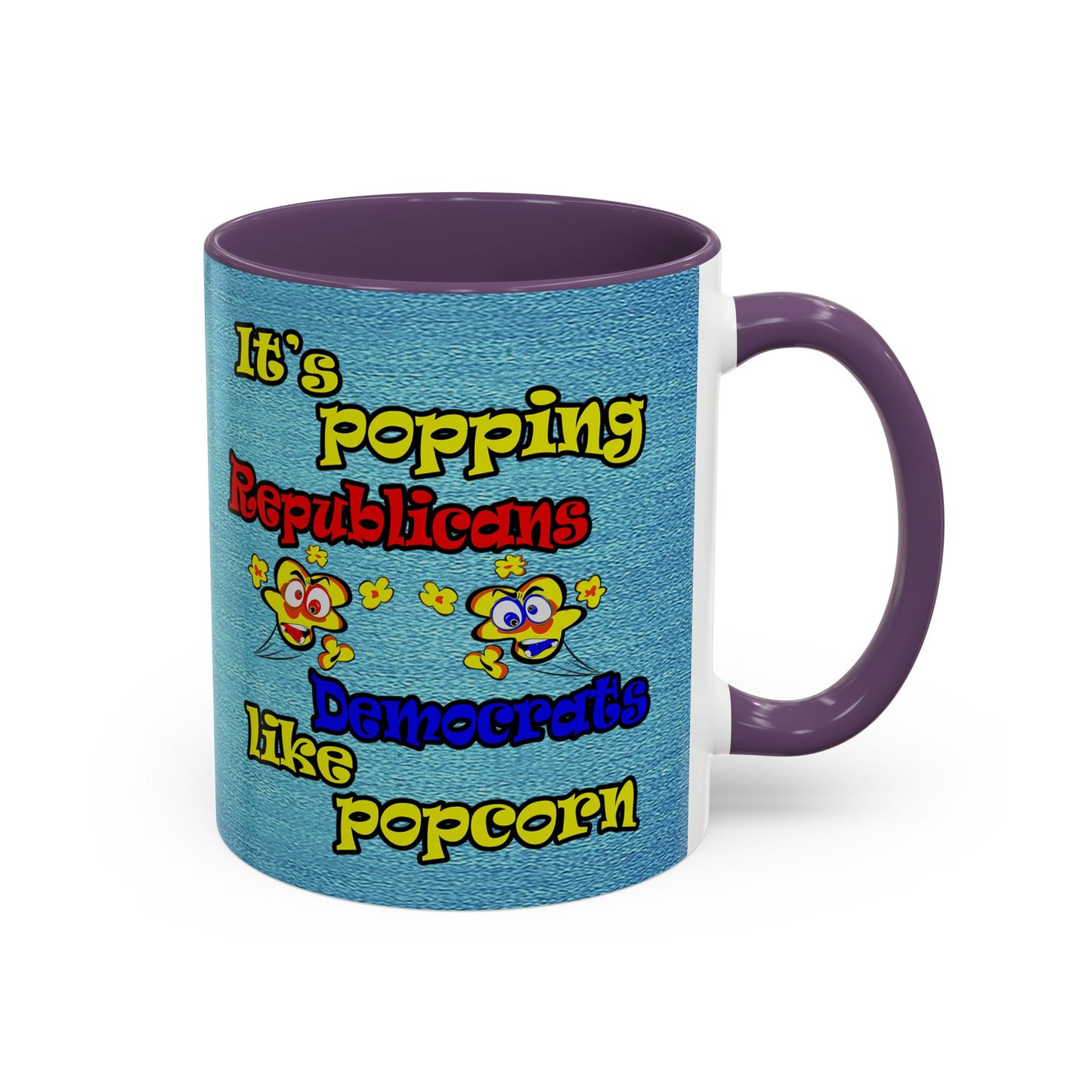 popping like popcorn - Accent Mug (faded dark blue)