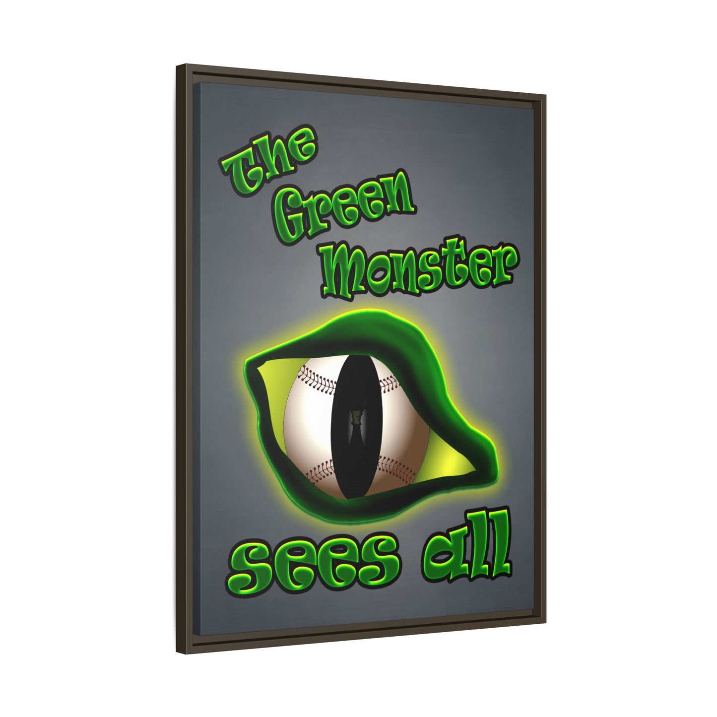 green monster - framed canvas art (grey-light grey)