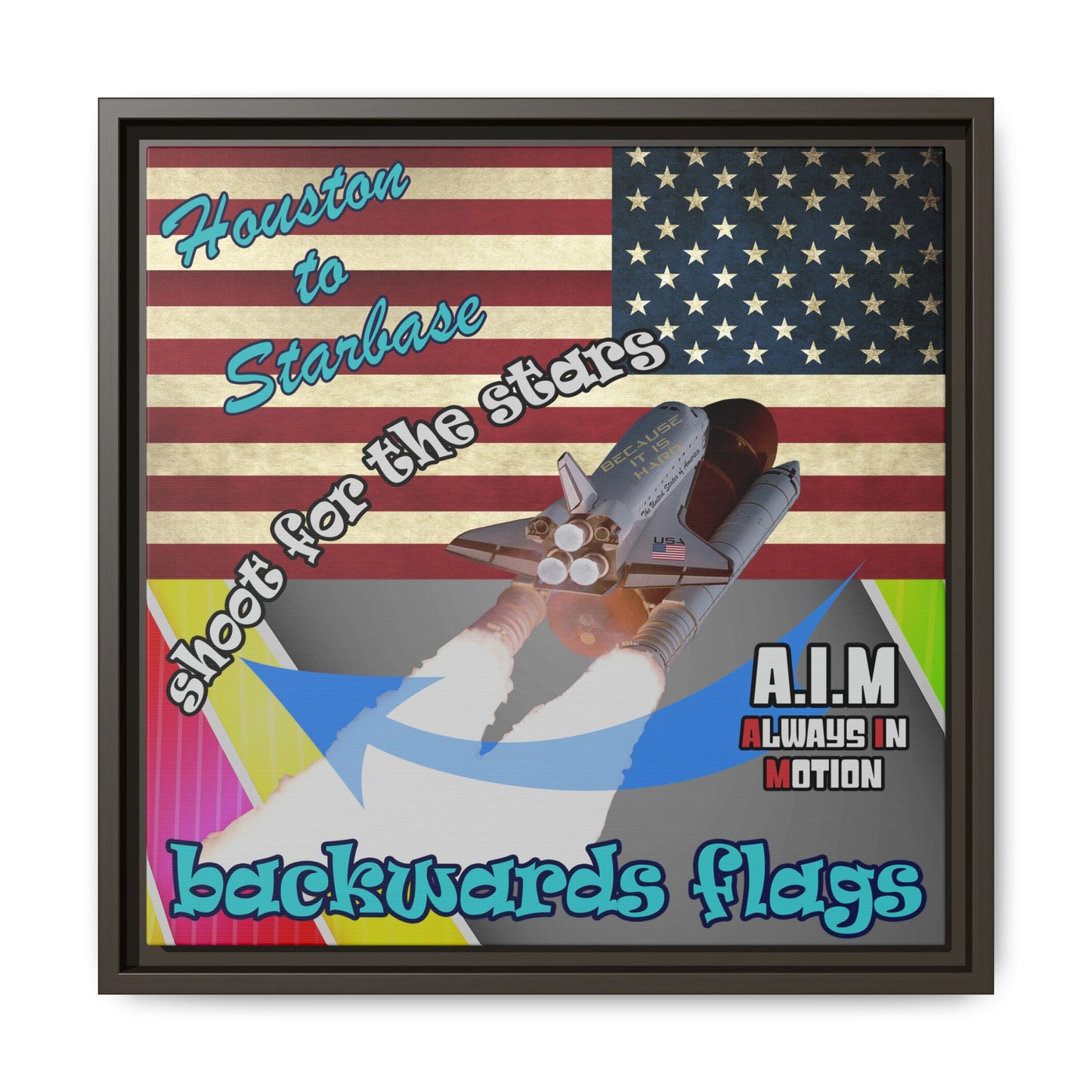 shoot for the stars - framed canvas art (rainbow split)