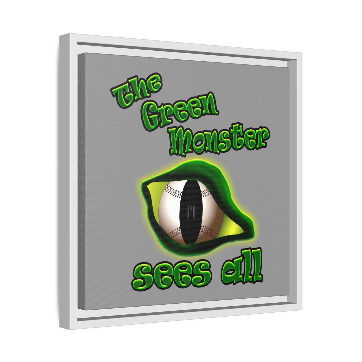 green monster - framed canvas art (grey)