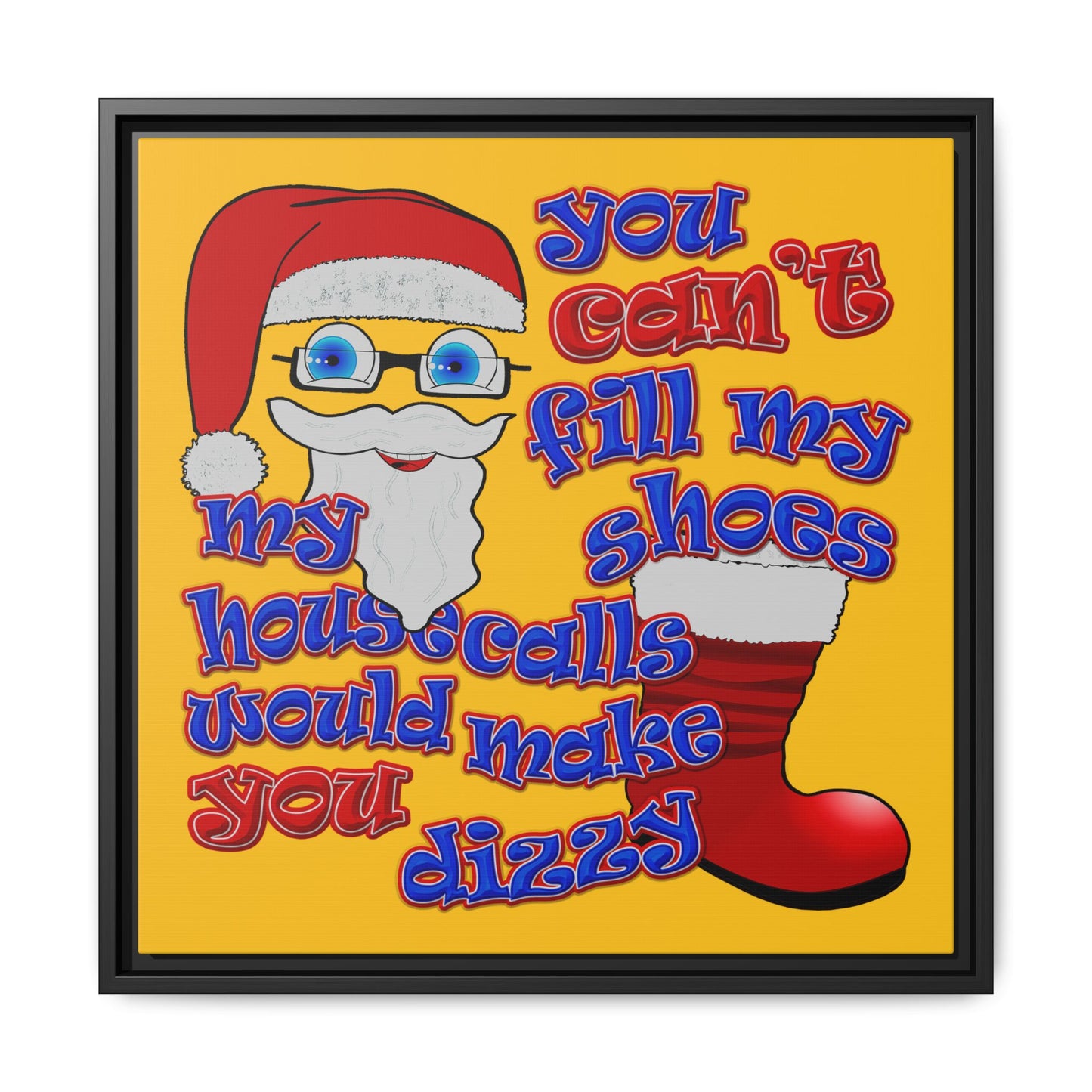 santa's shoes - framed canvas art (yellow)