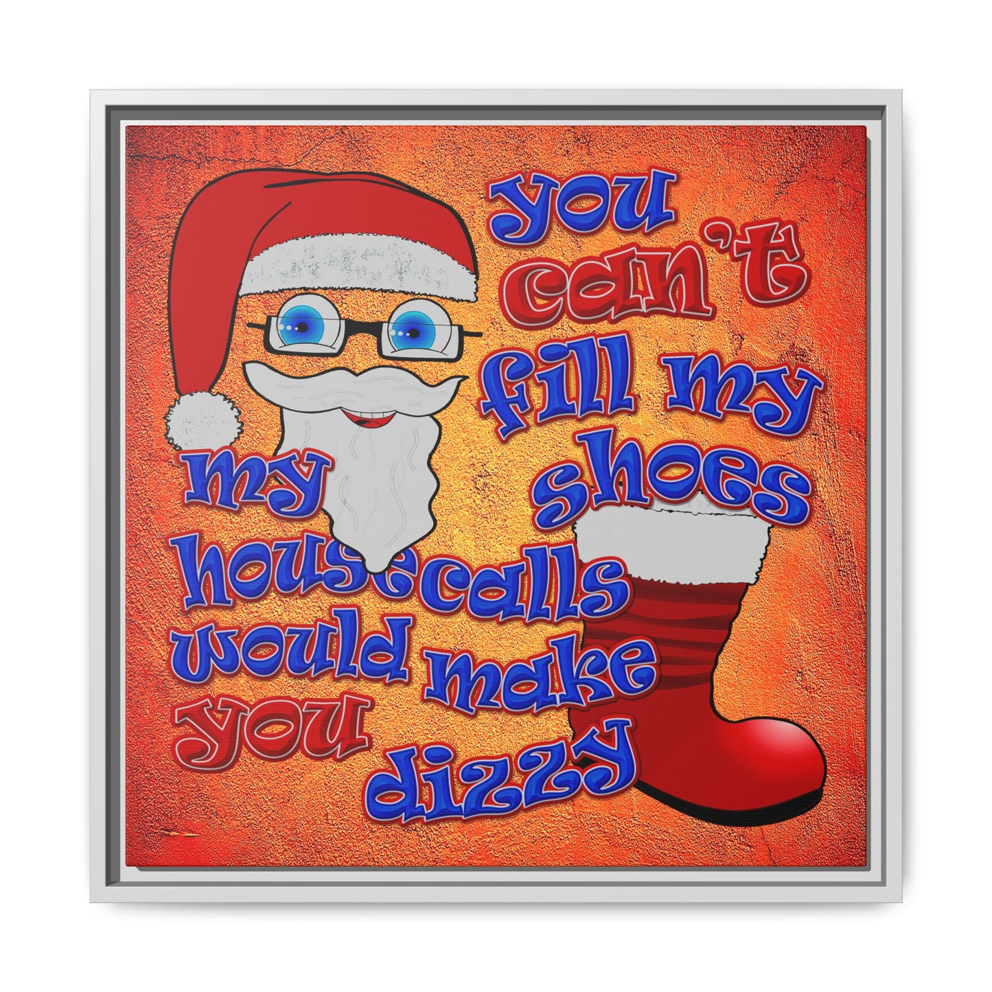 santa's shoes - framed canvas art (burnt orange)
