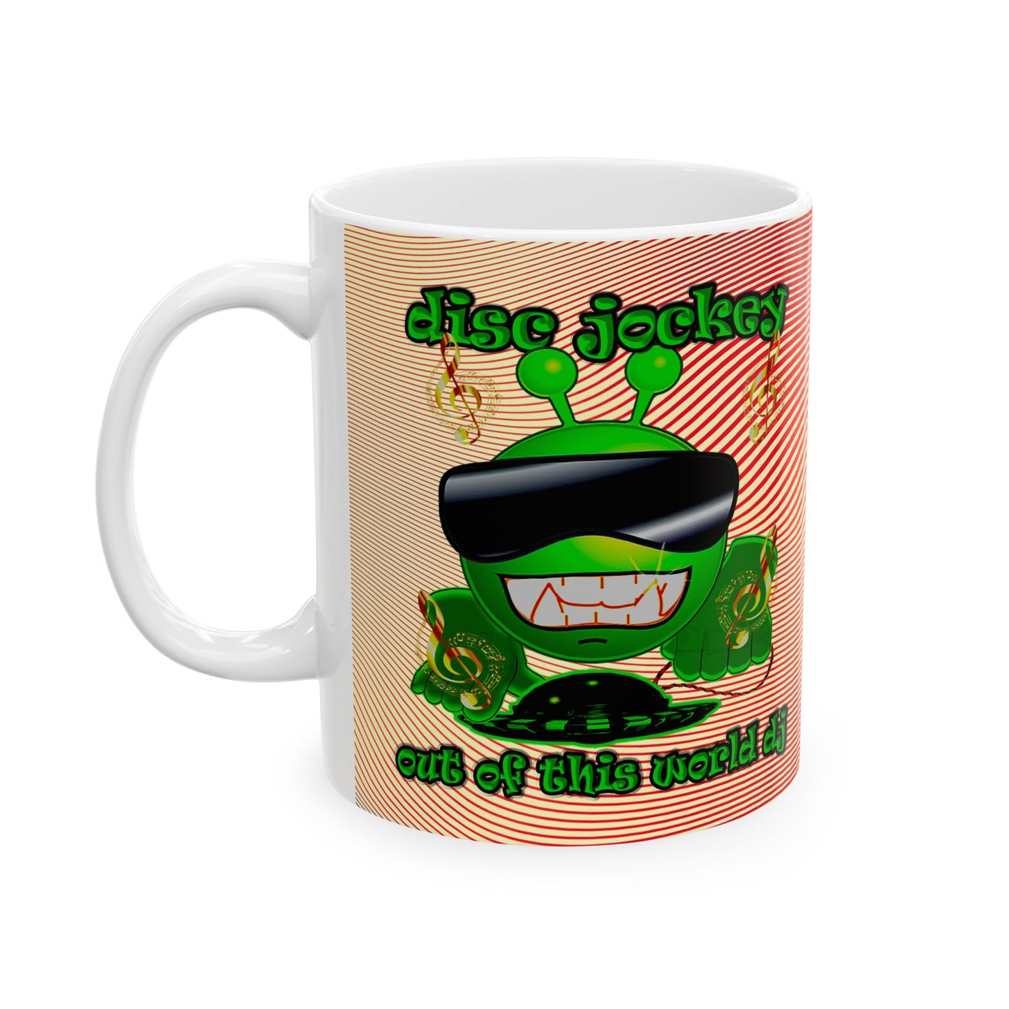 disc jockey - White Mug (yellow-orange wave)