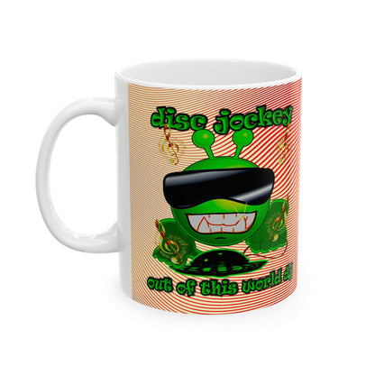 disc jockey - White Mug (yellow-orange wave)