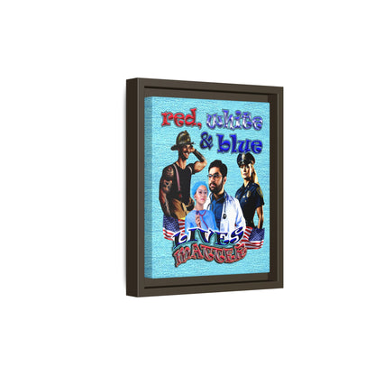 rw&b lives matter - framed canvas art (faded blue)