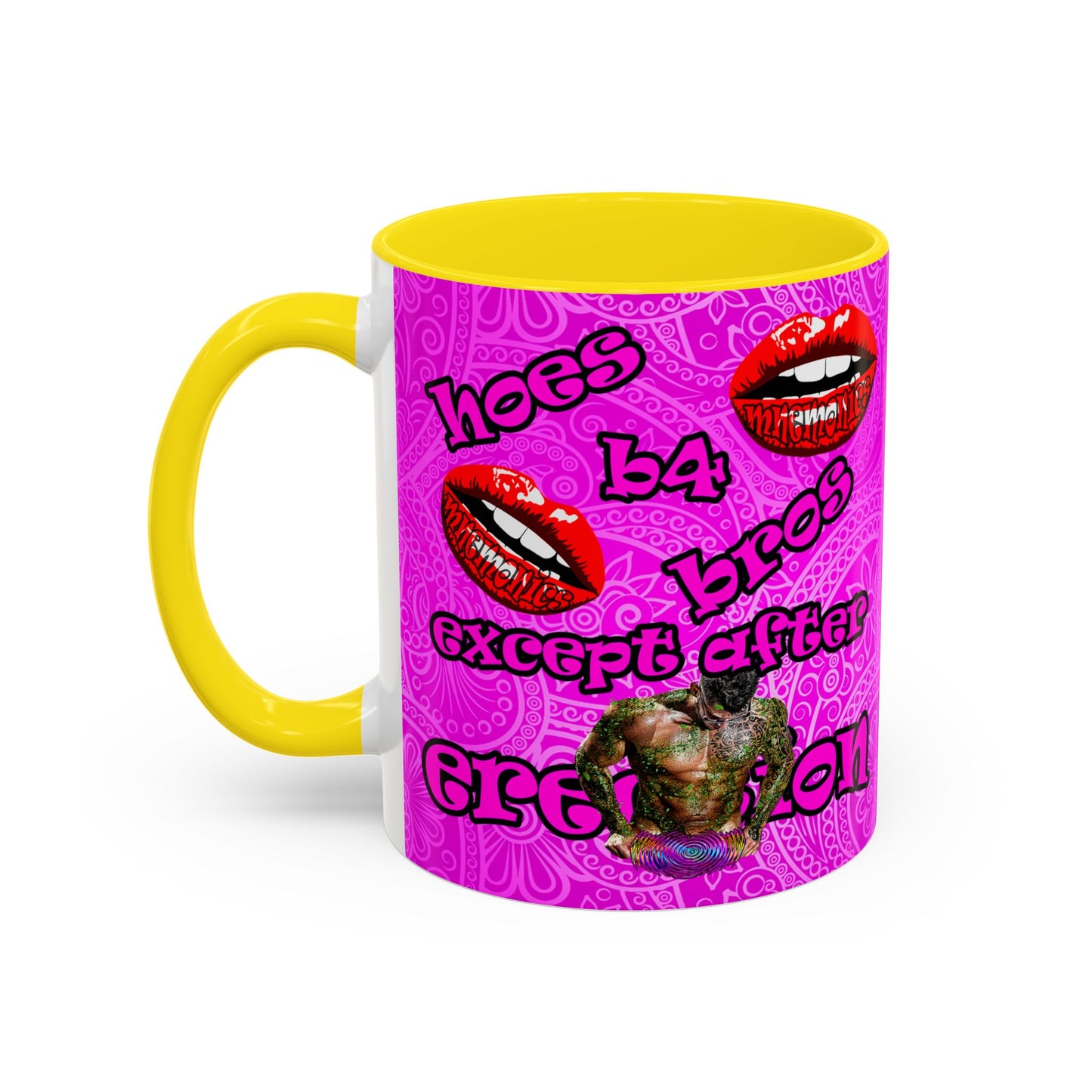 hoes b4 bros - Accent Mug (pink swirl)