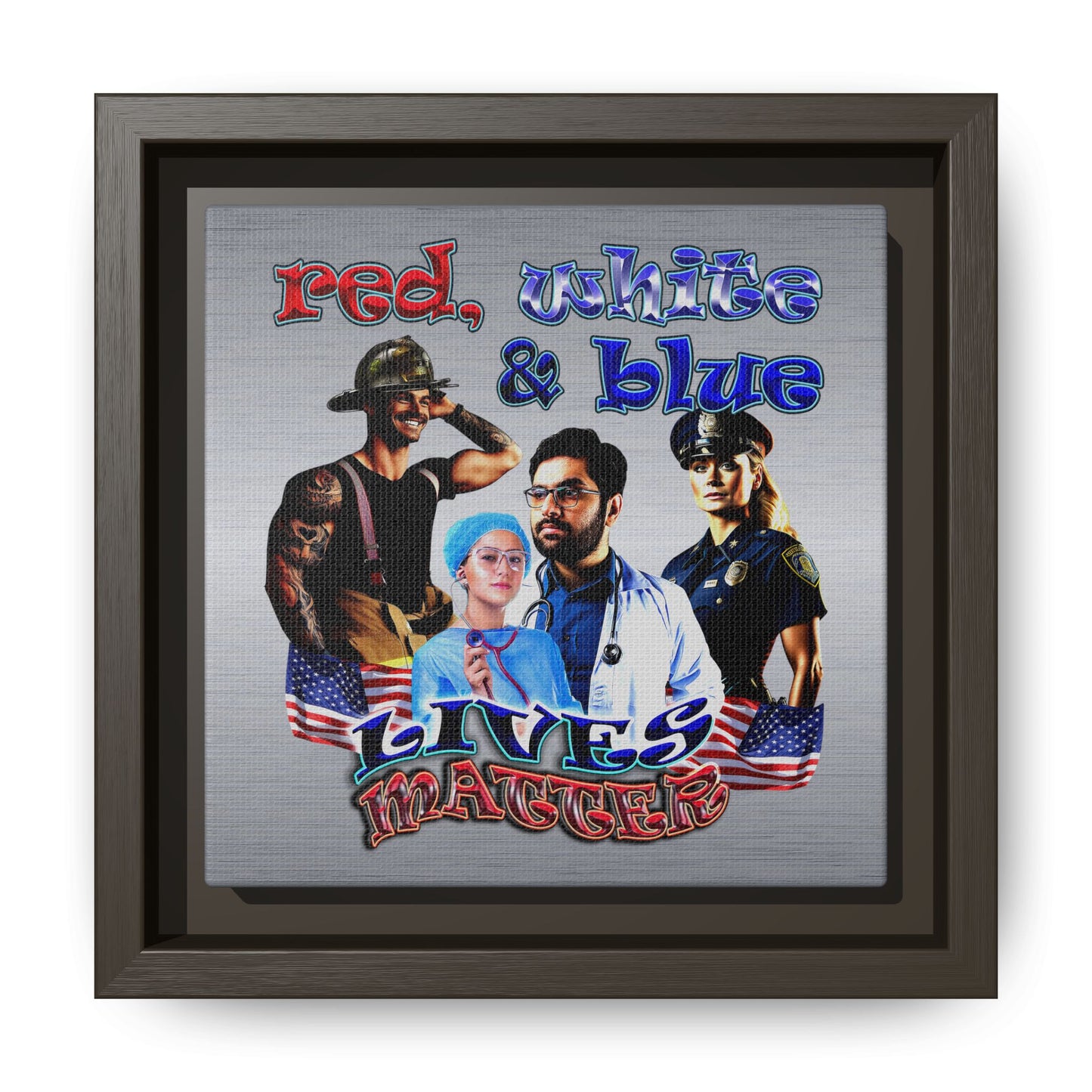 rw&b lives matter - framed canvas art (brushed nickel)