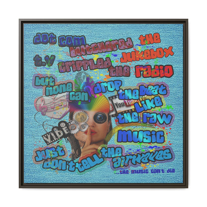 drop the beat - framed canvas art (faded blue)