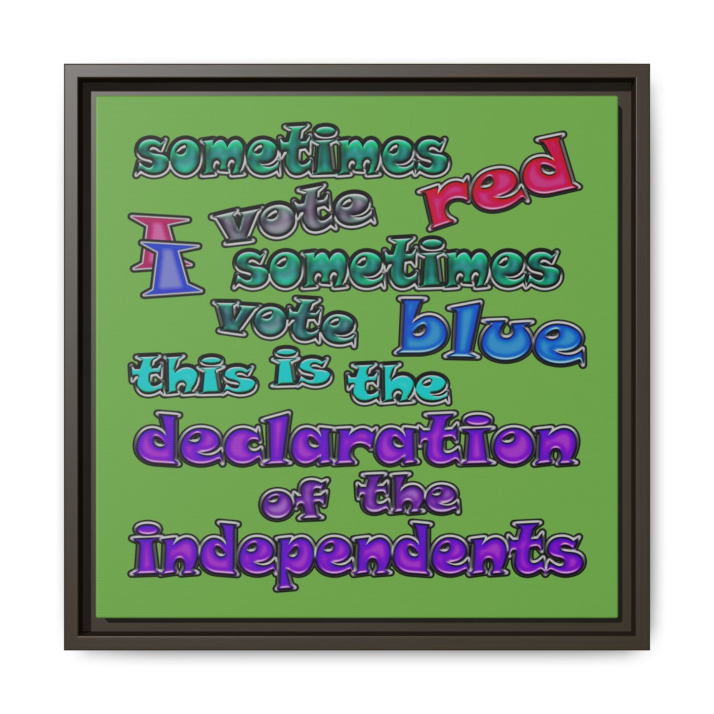 declaration of the independents - framed canvas art (green)