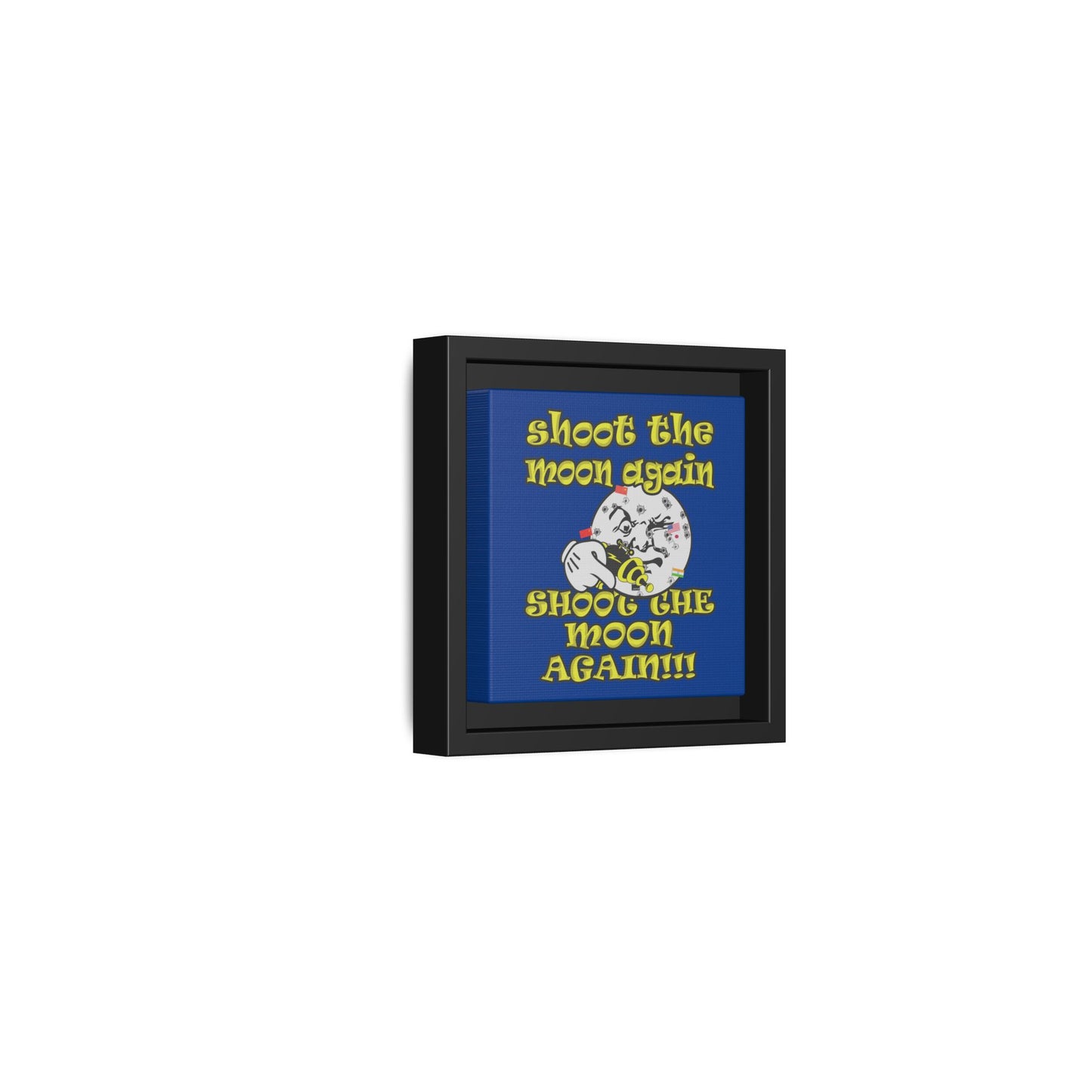 shoot the moon again - framed canvas art (dark blue)