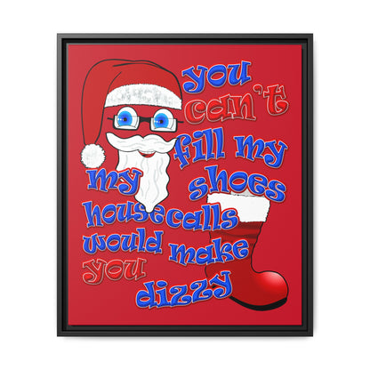 santa's shoes - framed canvas art (dark red)