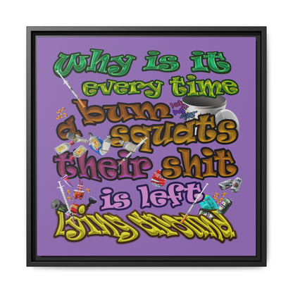 the bum's shit - framed canvas art (light purple)