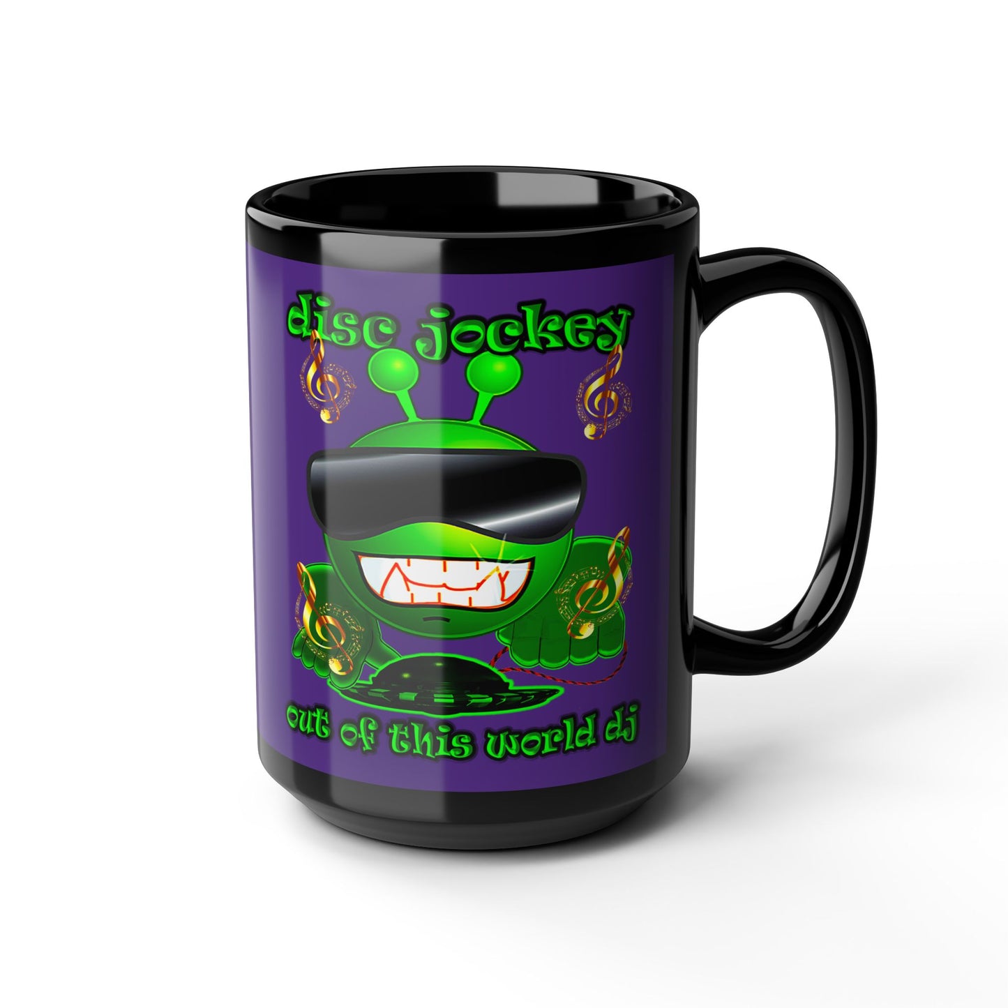 disc jockey - Black Mug (purple)