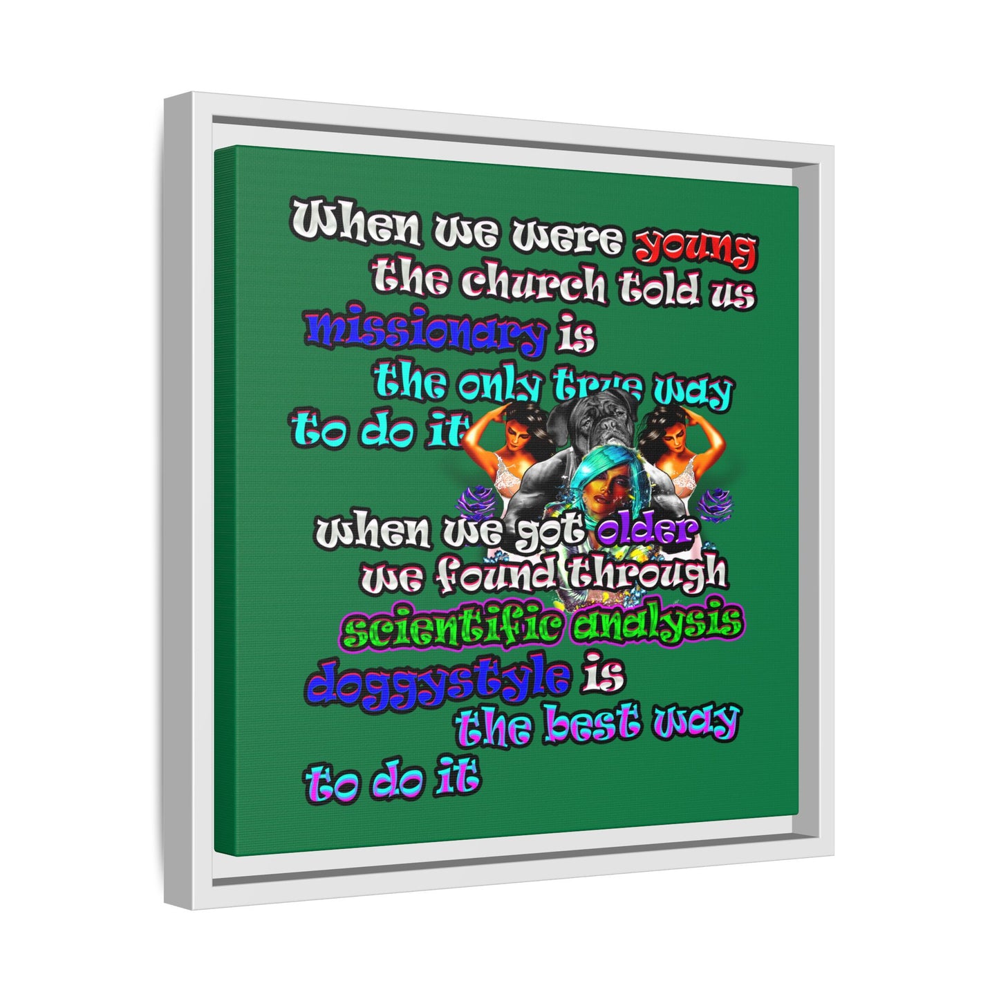 doggystyle - framed canvas art (dark green)