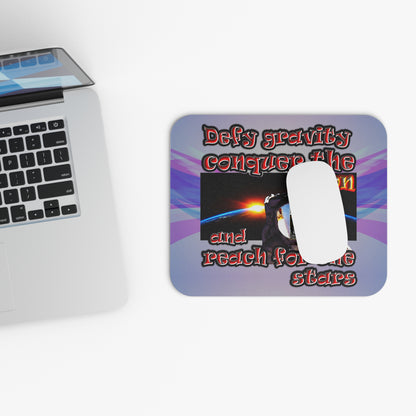 defy conquer reach - Mouse Pad (Rectangle) (light blue-pink wave)