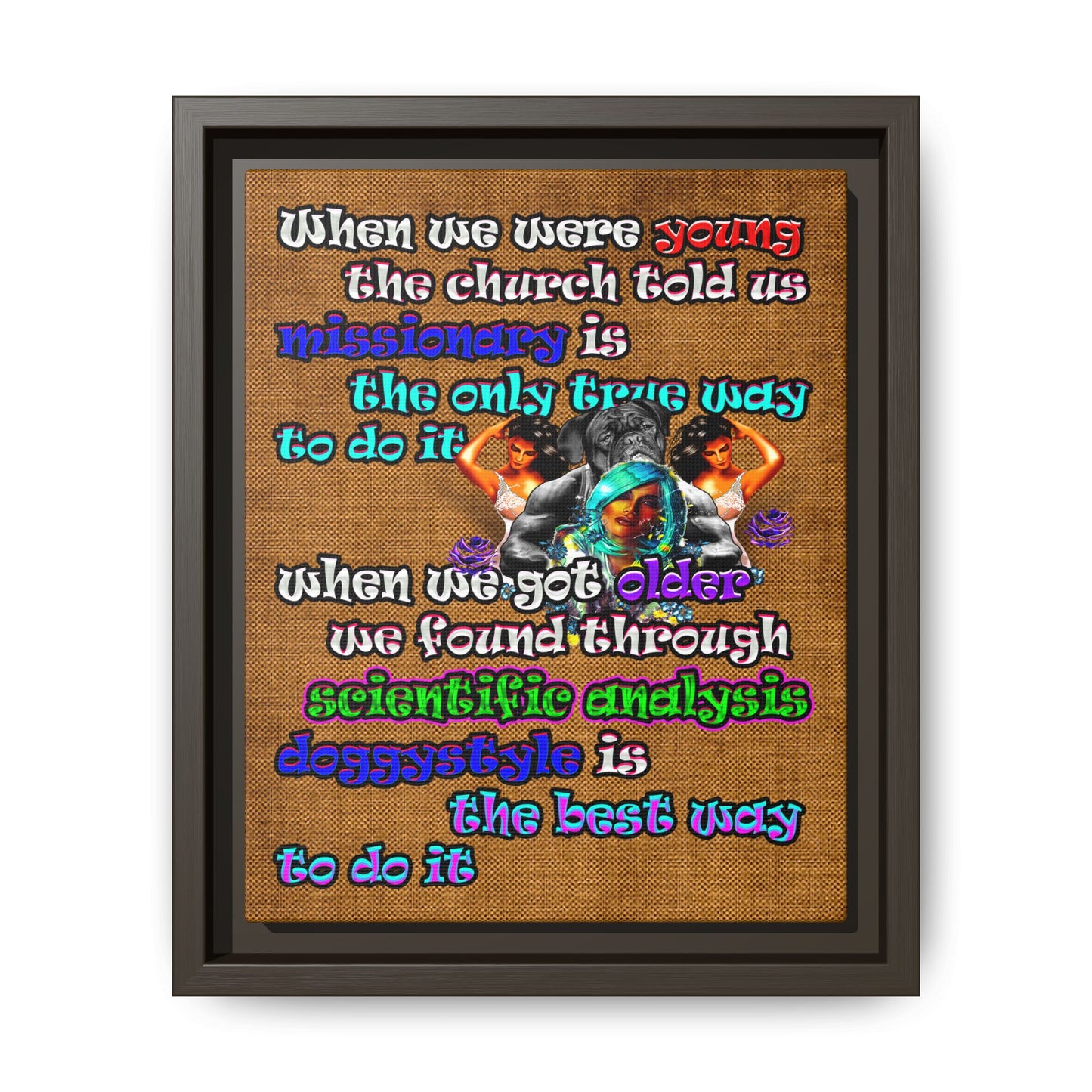 doggystyle - framed canvas art (brown papyrus)