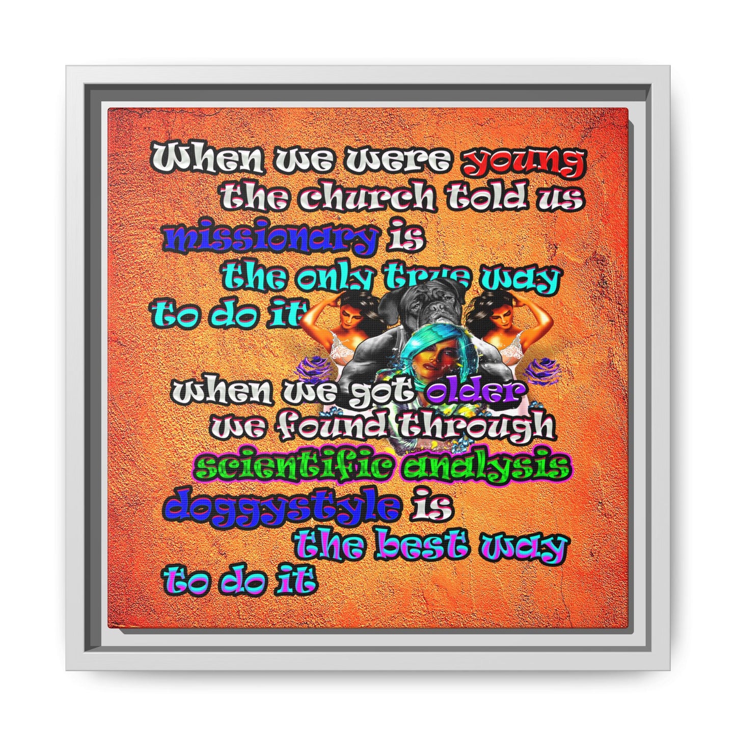 doggystyle - framed canvas art (burnt orange)