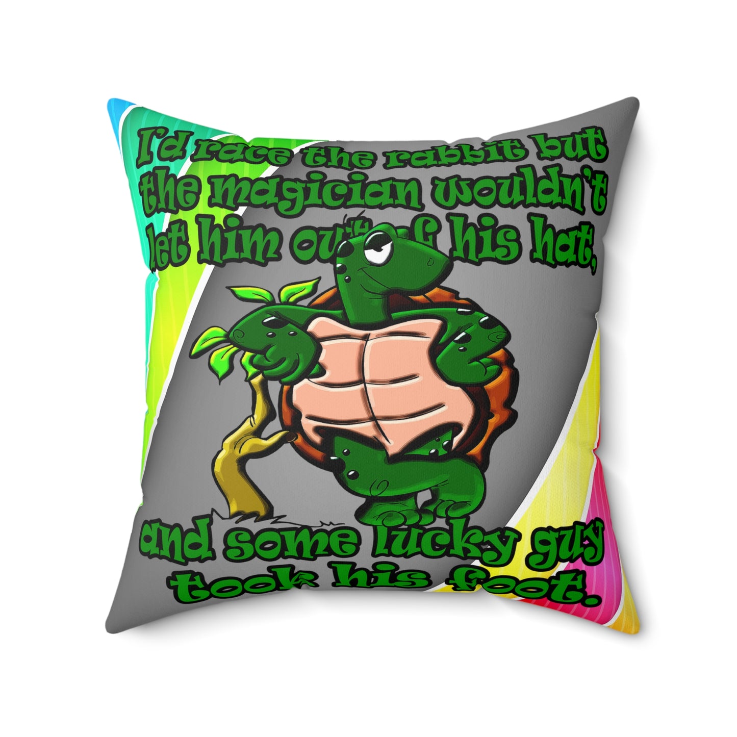 turtle race - Spun Polyester Square Pillow - (rainbow split)