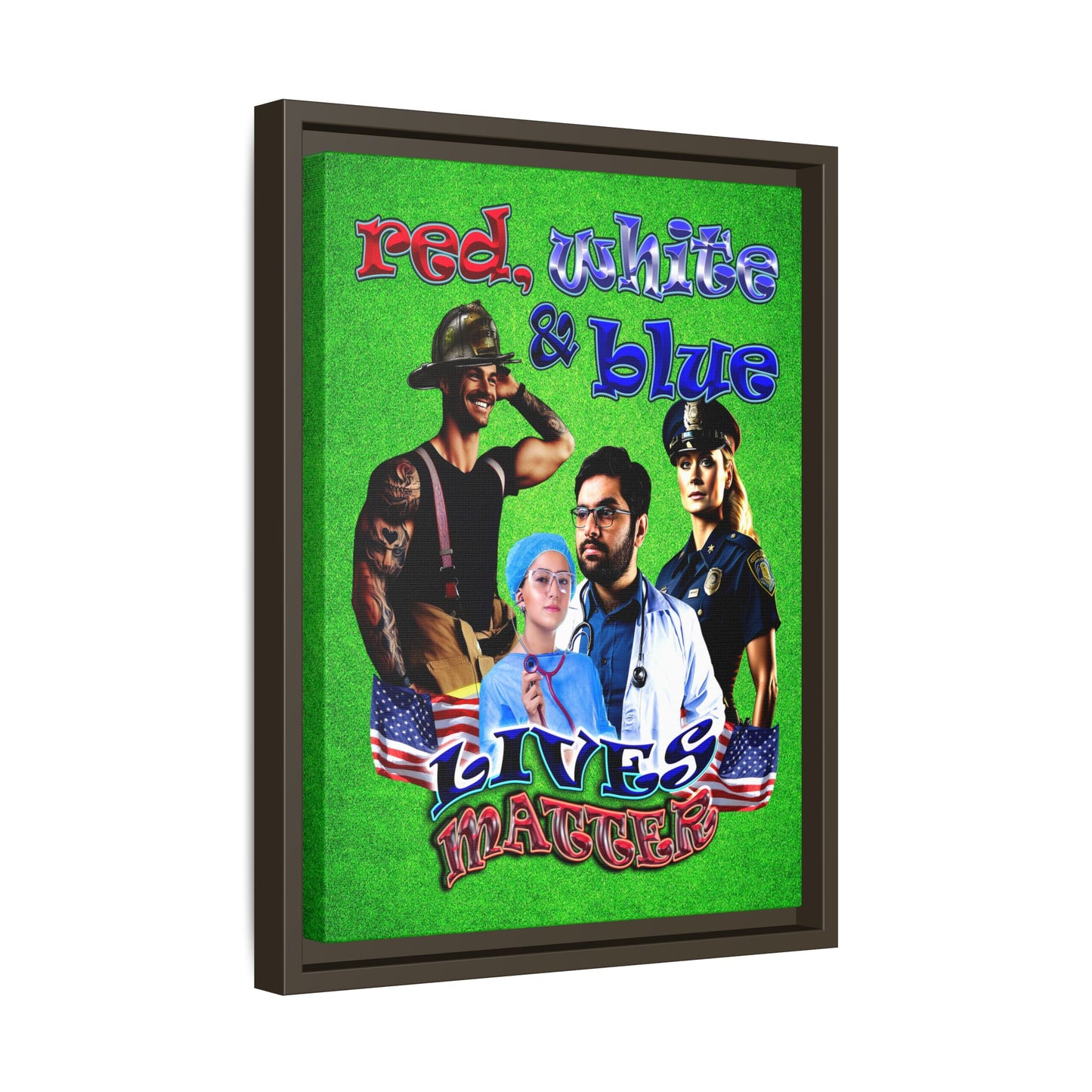 rw&b lives matter - framed canvas art (green turf)
