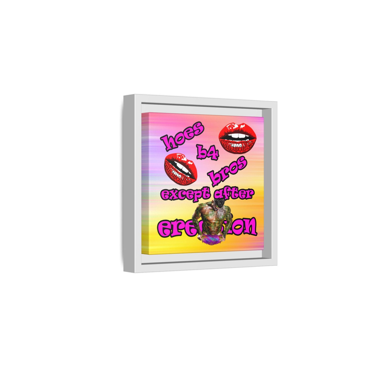 hoes b4 bros - framed canvas art (color blur)