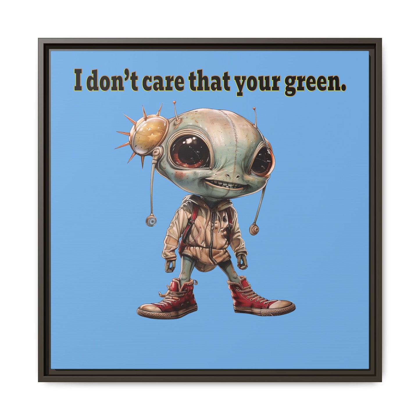 I don't care that your green - framed canvas art (light blue)