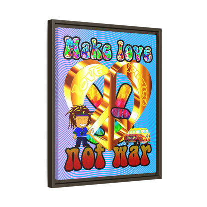love peace - framed canvas art (light blue-purple wave)