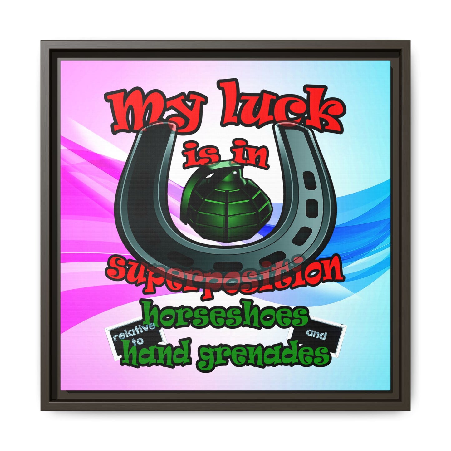 my luck - framed canvas art (light blue-pink wave)