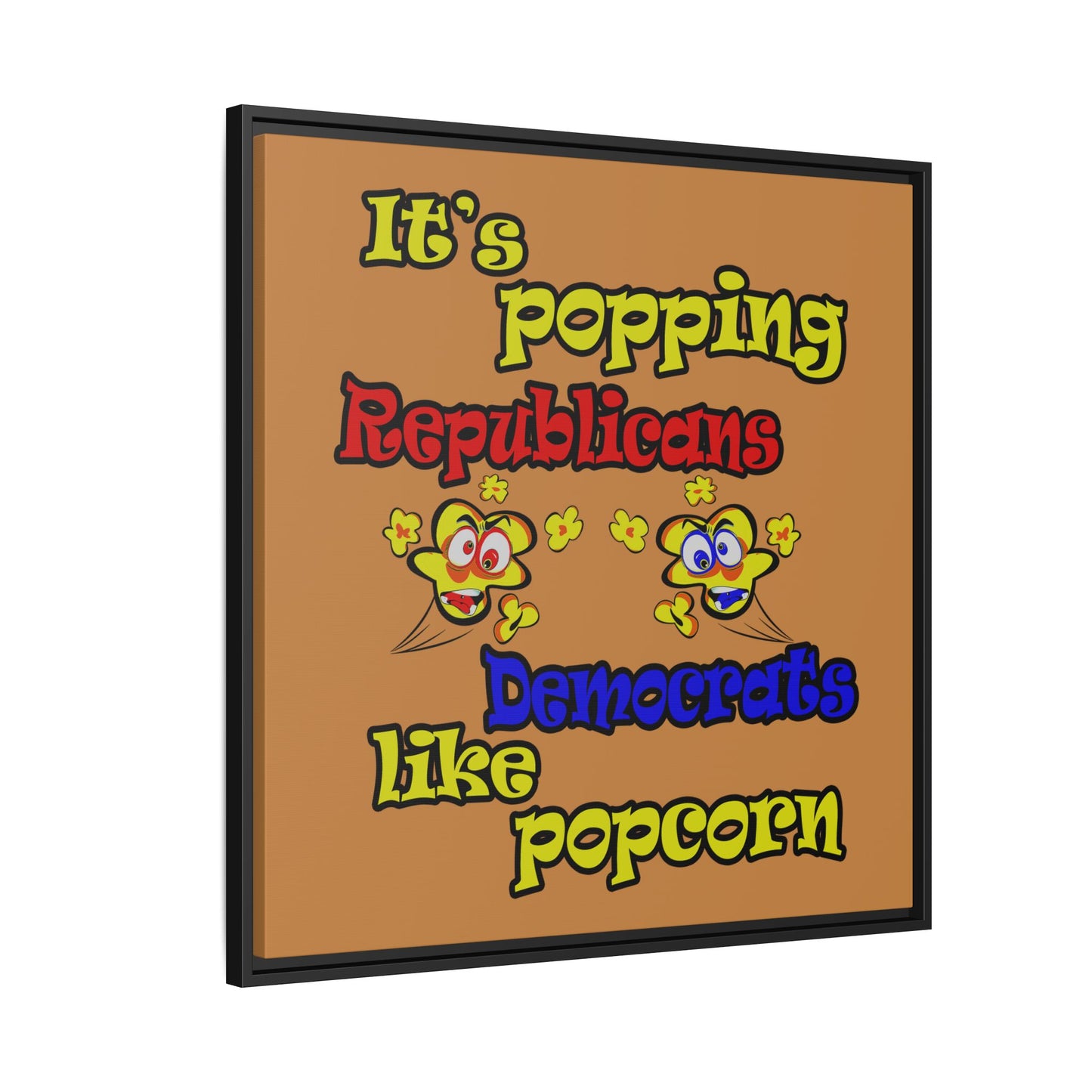 popping like popcorn - framed canvas art (light brown)