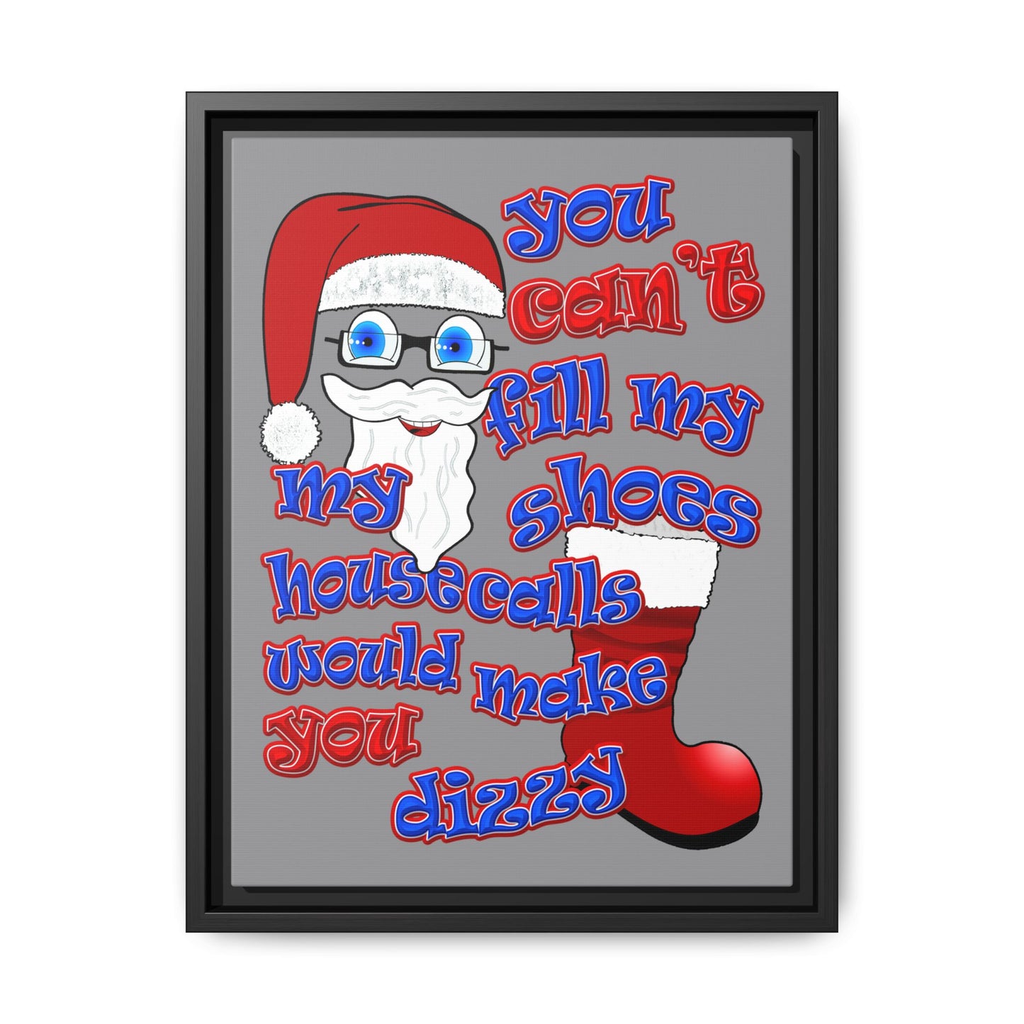 santa's shoes - framed canvas art (grey)