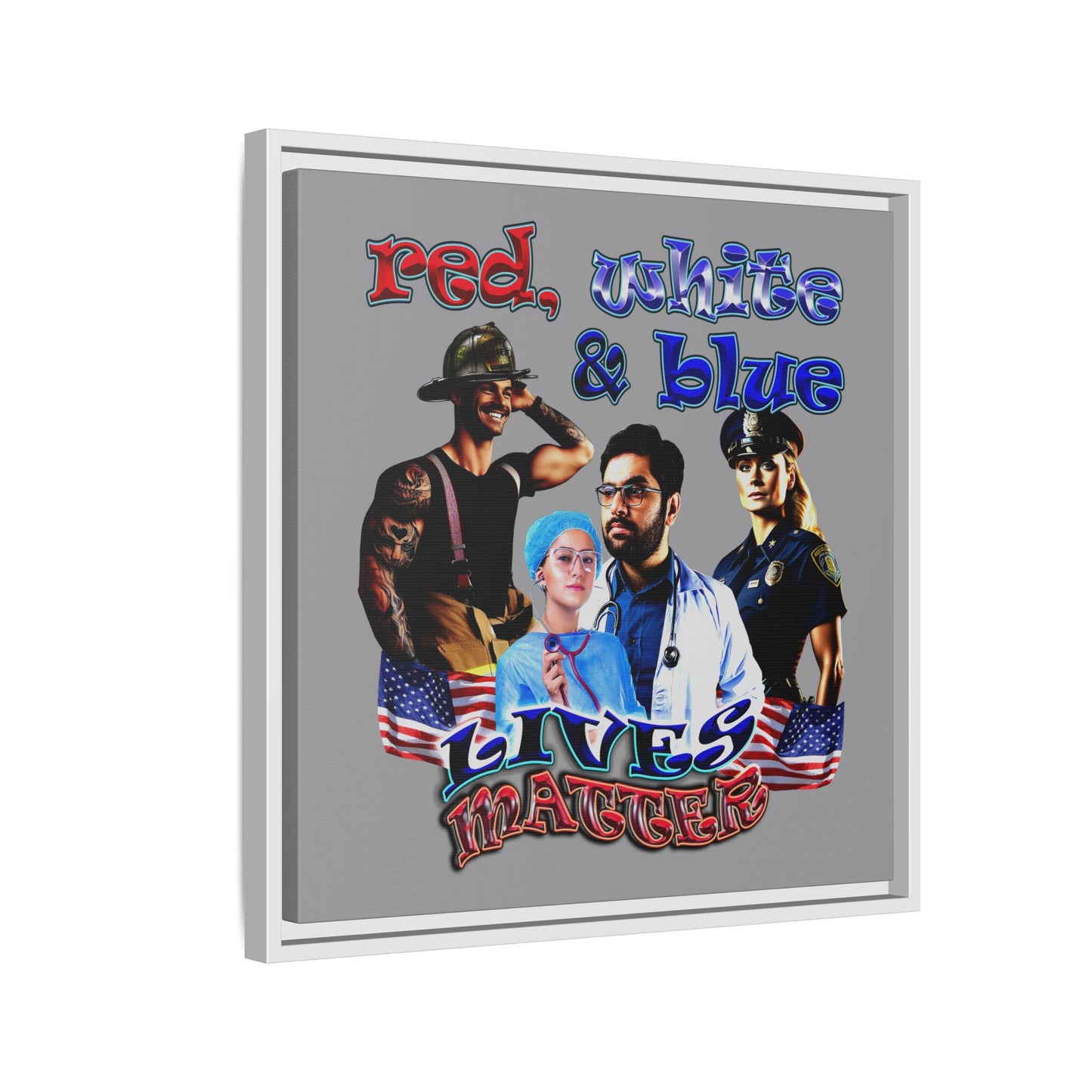 rw&b lives matter - framed canvas art (grey)