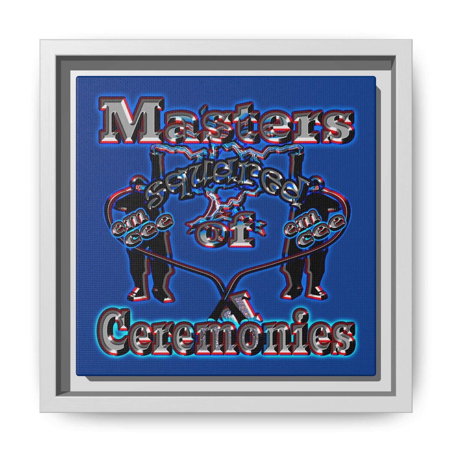 em cee squared - framed canvas art (dark blue)