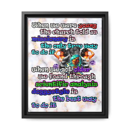 doggystyle - framed canvas art (white marble)