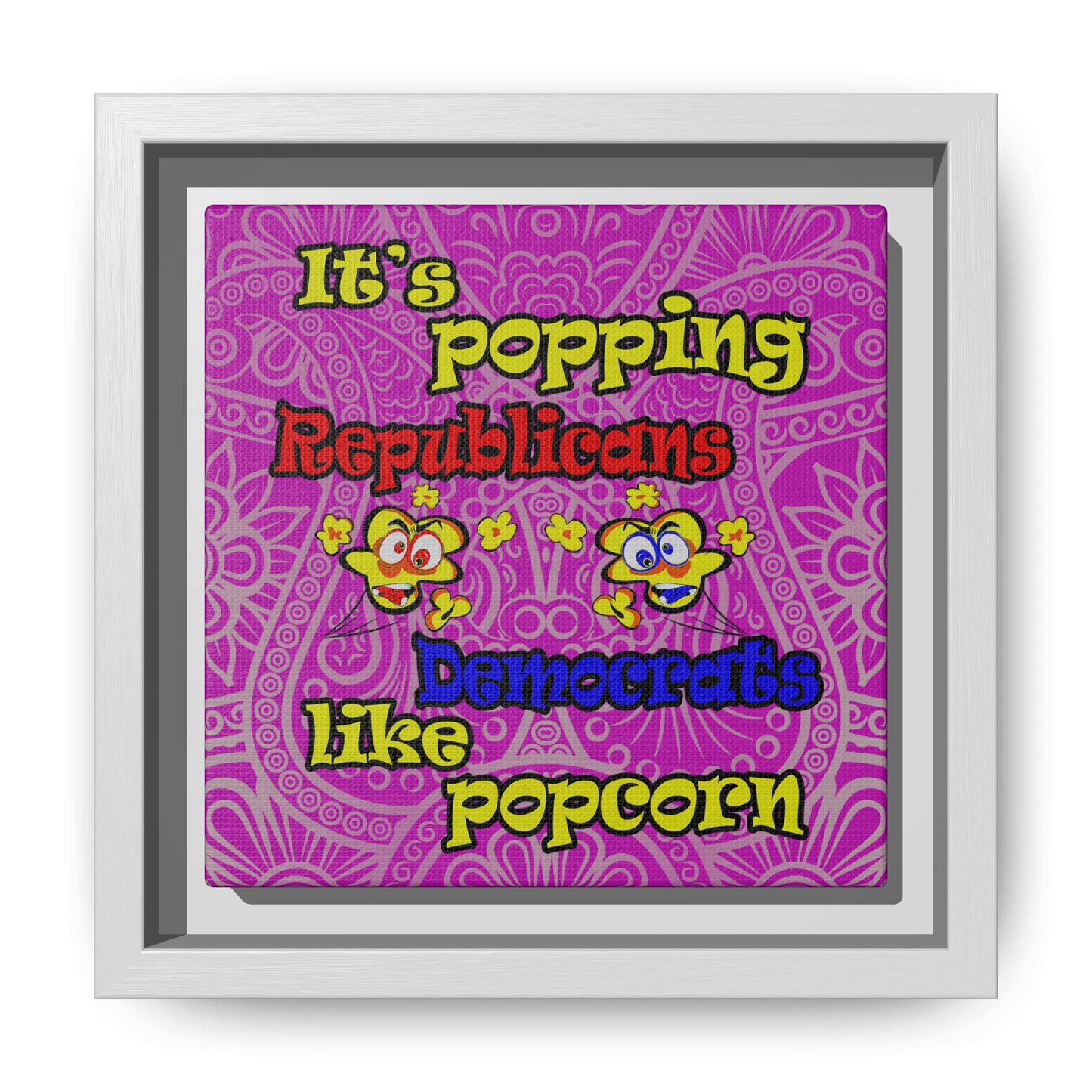 popping like popcorn - framed canvas art (pink swirl)