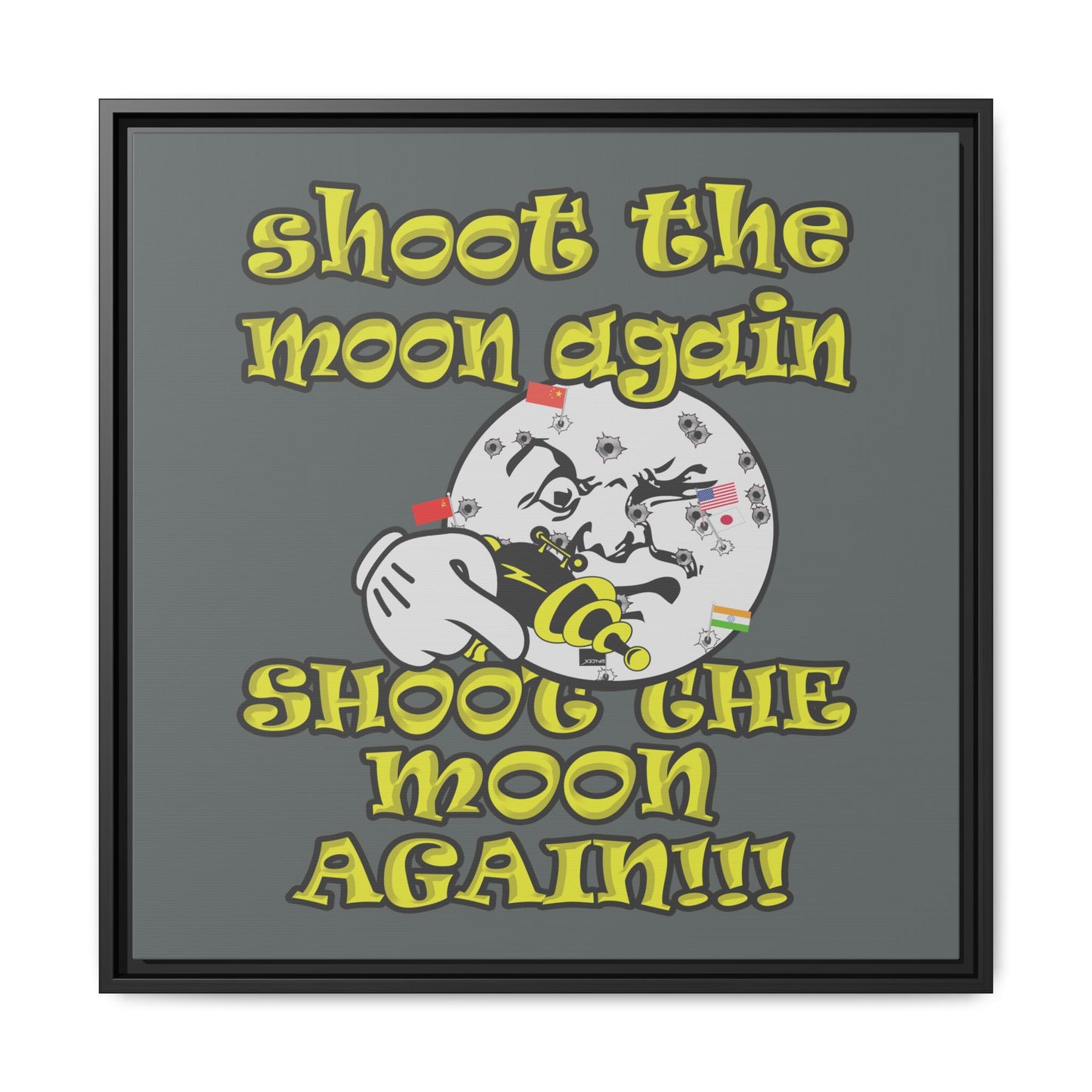 shoot the moon again - framed canvas art (dark grey)