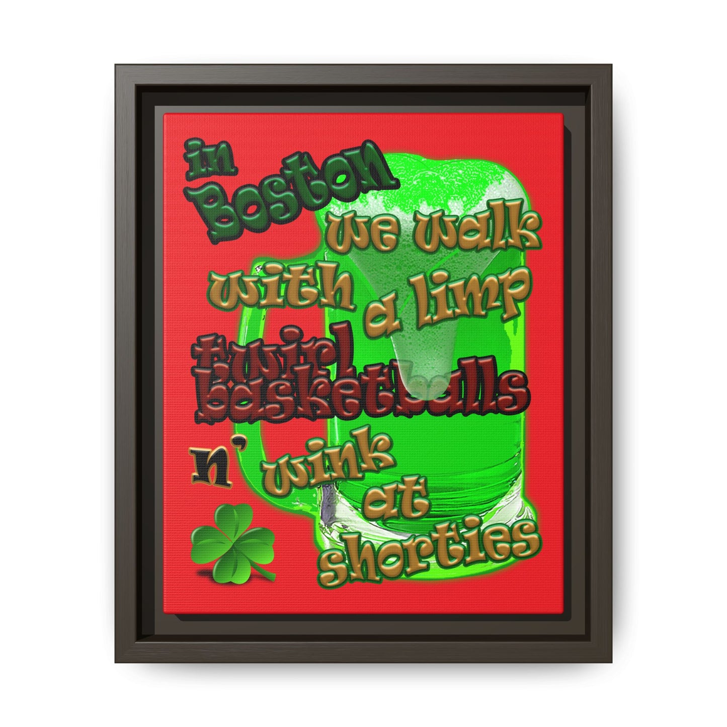 celtics logo - framed canvas art (red)