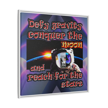 defy conquer reach - framed canvas art (grey-pink wave)