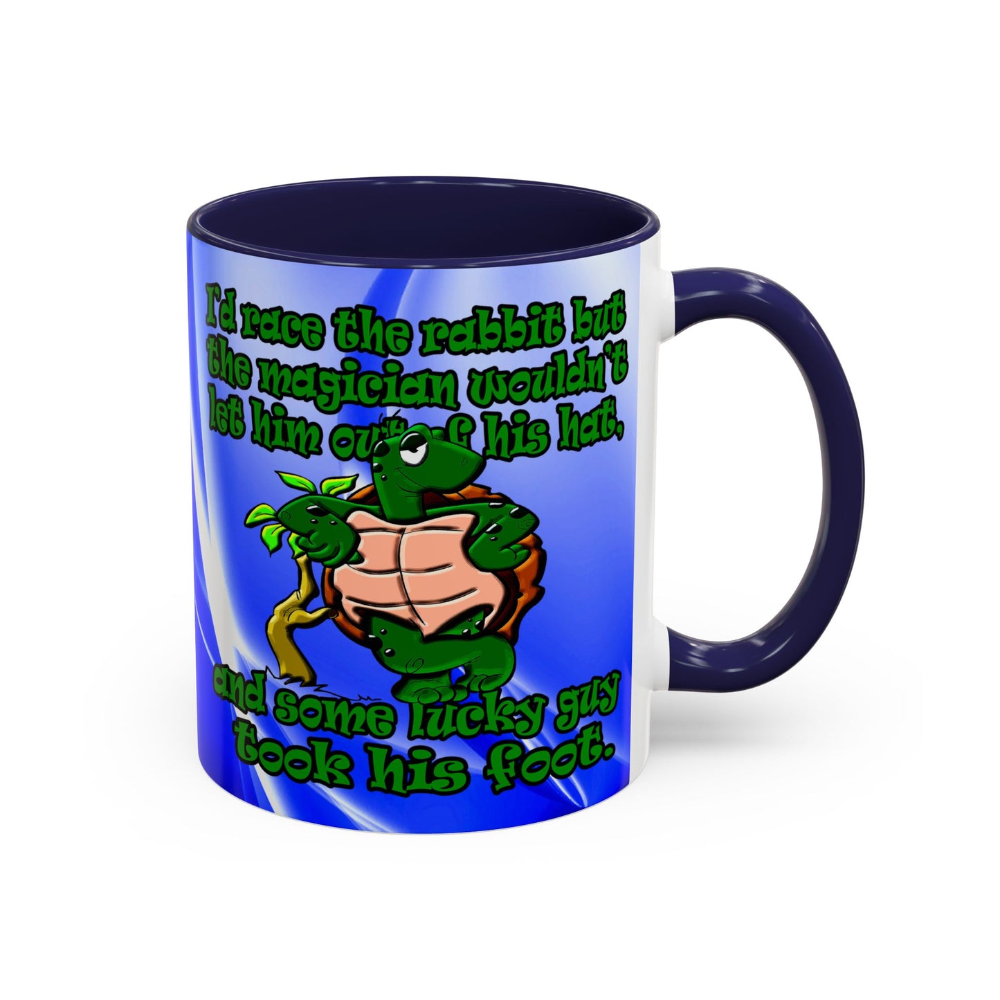 turtle race - Accent Mug (blue-white wave)