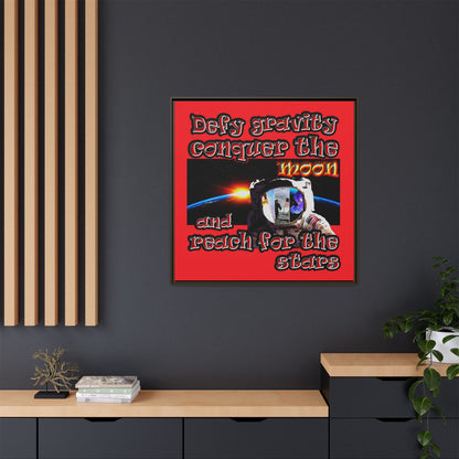 defy conquer reach - framed canvas art (red)
