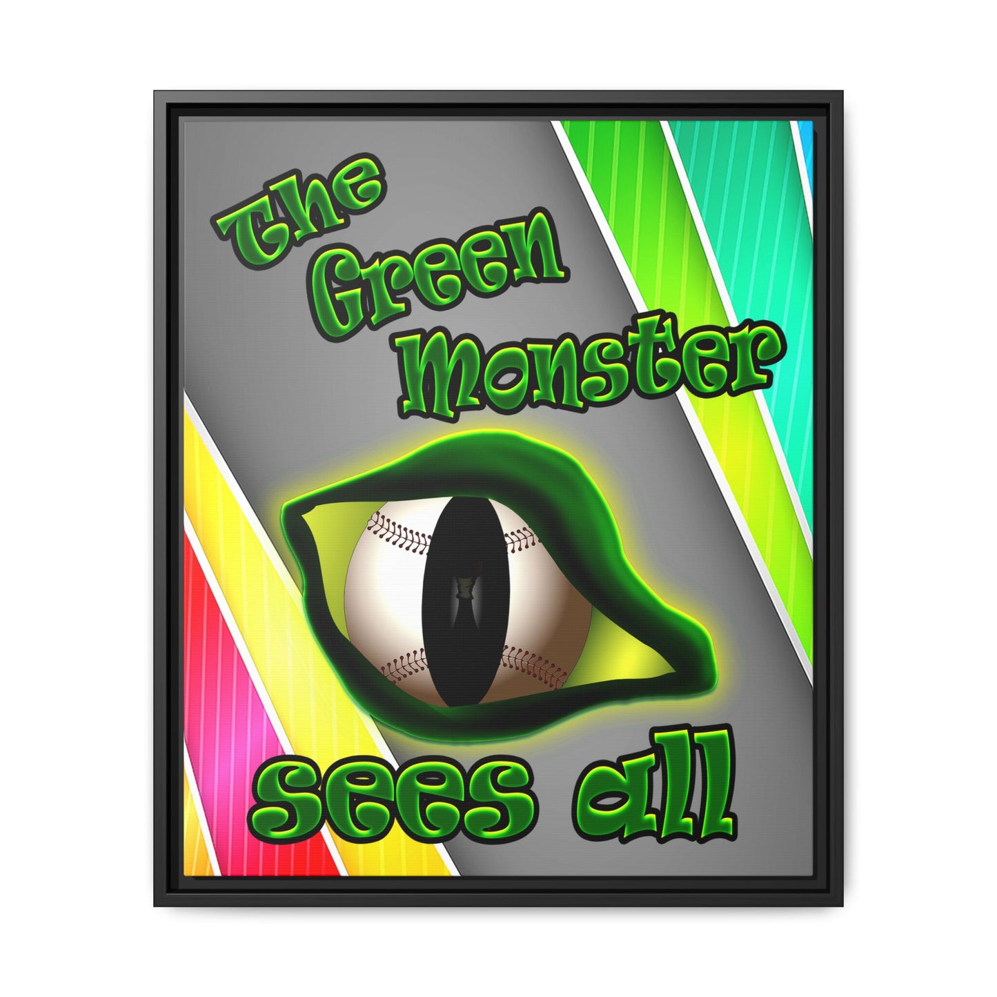 green monster - framed canvas art (rainbow split)
