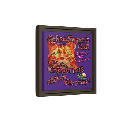 schrodinger's cat - framed canvas art (purple)