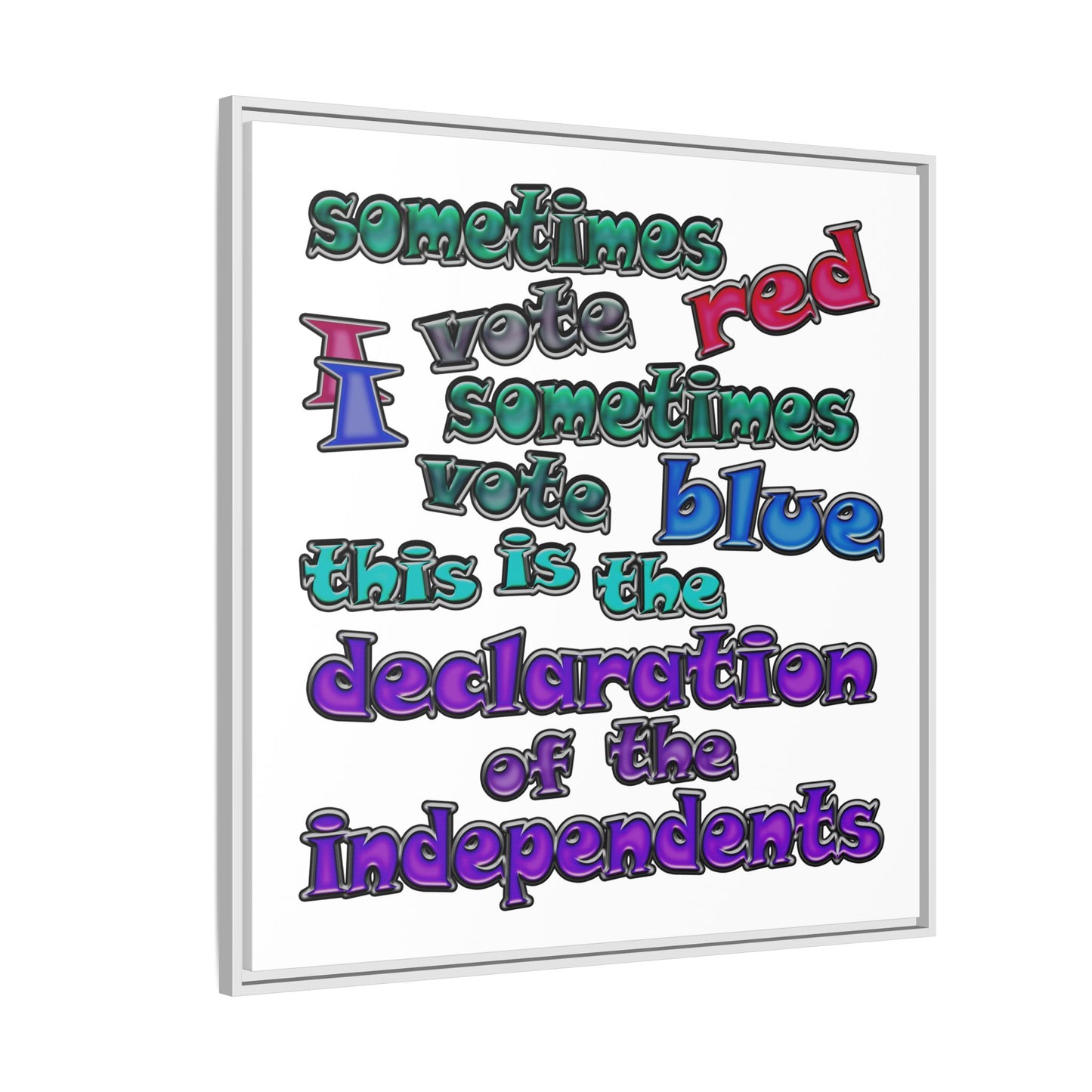 declaration of the independents - framed canvas art (white)