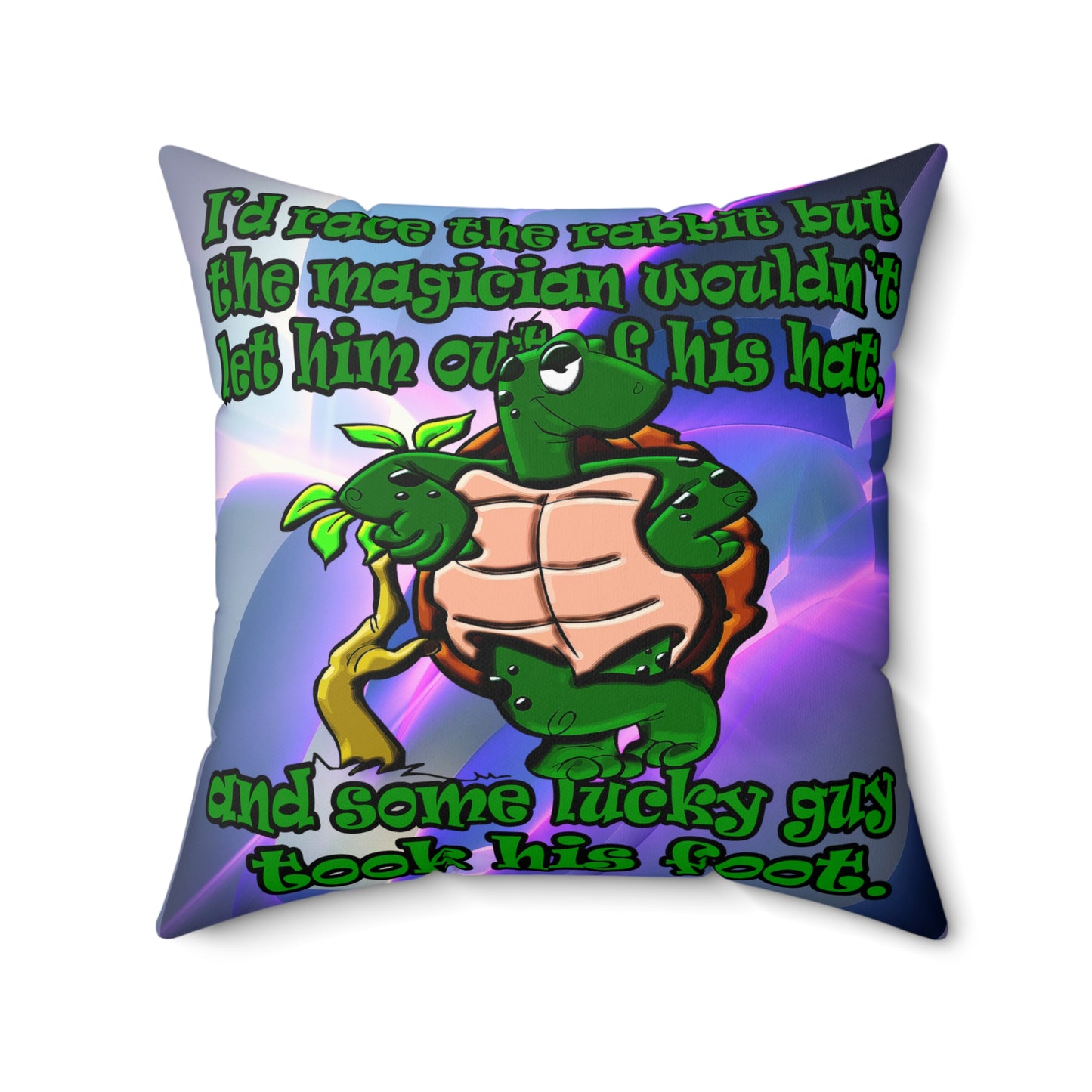 turtle race - Spun Polyester Square Pillow - (grey-pink wave)