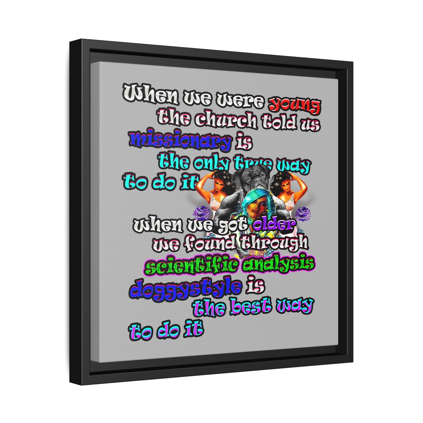 doggystyle - framed canvas art (light grey)