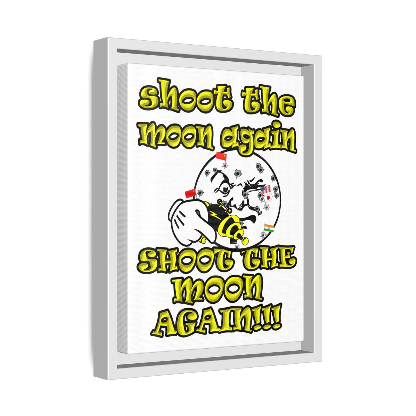 shoot the moon again - framed canvas art (white)