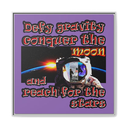 defy conquer reach - framed canvas art (light purple)