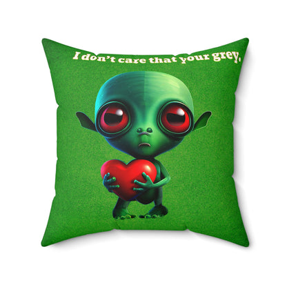I don't care that your grey - Faux Suede Square Pillow - (green turf)
